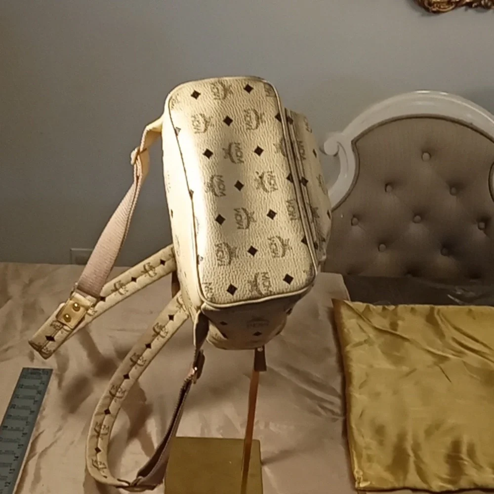 MCM Beige Backpack with Iconic Logo Great Condition